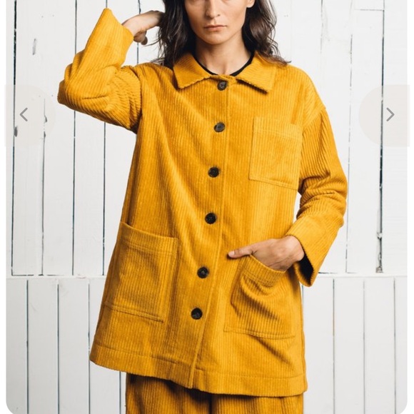 Mara Hoffman S Small Sally Corduroy Oversized Jacket Chore Work in Mustard Gold - Picture 1 of 8